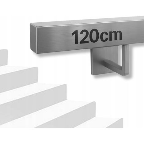 Rampe d’escalier - 120 cm - Acier inoxydable - Design moderne - Intérieur et extérieur - Installation facile