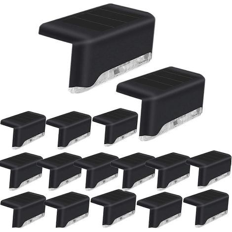 Lot de 16 lampes solaires pour terrasse, lampes LED solaires pour usage extérieur, lampes LED solaires étanches pour terrasse, marches, balustrade, mur, patio, escaliers (BLANC FROID)-AquaForge (1/5)