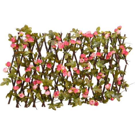 Rankgitter mit Künstlichem Efeu Erweiterbar Dunkelrosa 180x20cm