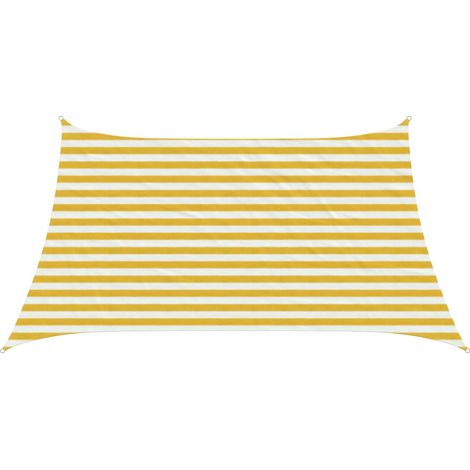 Sunshade Sail Yellow and White 3 / 4 x 2 m HDPE vidaXL