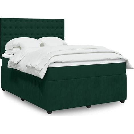 Boxspringbett mit Matratze Dunkelgrün 140x190 cm Samt (1/5)