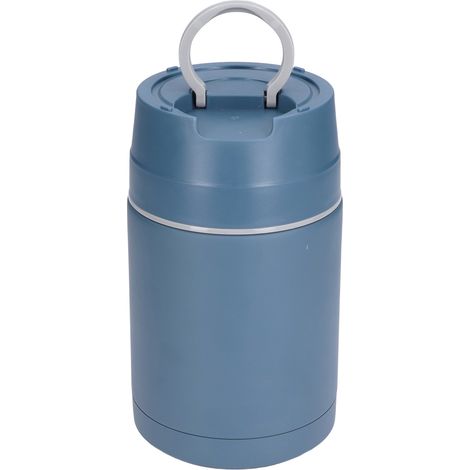 Boîte alimentaire isotherme en acier inoxydable 304, 1000 ml, avec cuillère pliante, bleue. (1/5)