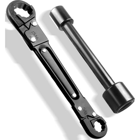 Llave de ángulo fijo, llave de fontanería portátil de doble extremo de alta eficiencia, herramienta de fontanería para mantenimiento e instalación. (1/5)