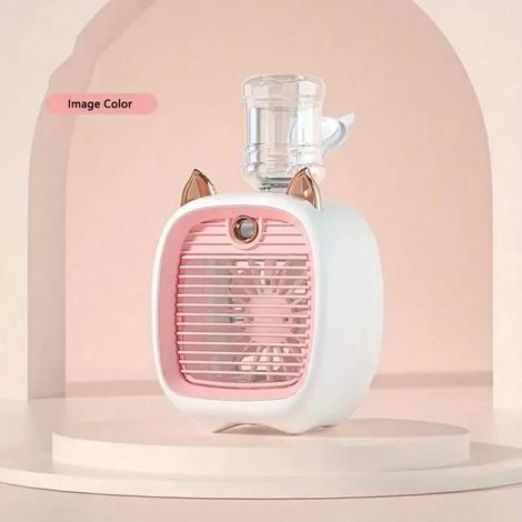 Ventilatore umidificatore da tavolo a forma di animale - Interfaccia USB - Atomizzatore - Regalo estivo - Rosa (1/3)