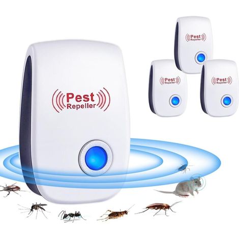 Répulsif Ultrason Anti-Rongeurs Insectes- 4 Pack Électronique Souris Rats-Moustiques-Cafards-Fourmis-Araignées (1/4)