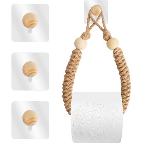 ZOLGINAH 4 PCS Porte Papier Toilette Corde, Porte Papier Toilette Porte Papier WC Corde Porte Serviette Corde Porte Papier Corde avec 3 Crochets pour Salle de Bain sans Perçage (54cm) (1/5)