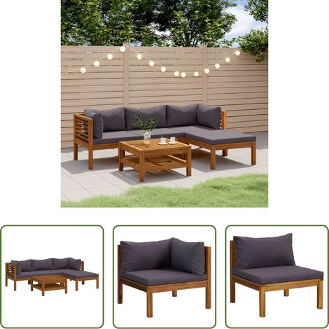 Canapé extérieur - Salon de jardin 5 pcs avec coussin Bois d'acacia solide (1/5)