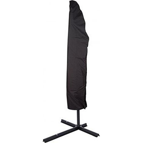 Housse de parasol d'extérieur, housse de parasol de jardin, avec mât, 205 x 48 x 57 x 25 cm, noire