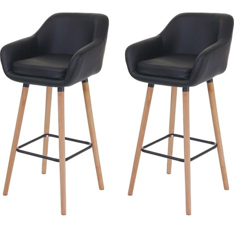 [JAMAIS UTILISÉ] 2x tabouret de bar Malmö T381, chaise bar/comptoir avec dossier, similicuir, noir