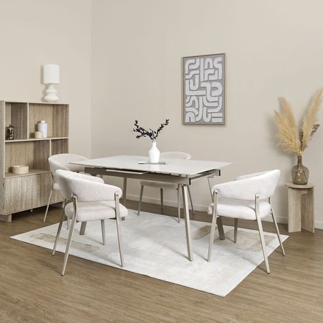 Table - Home Deco Factory - Pietra - Extensible - Céramique - Beige