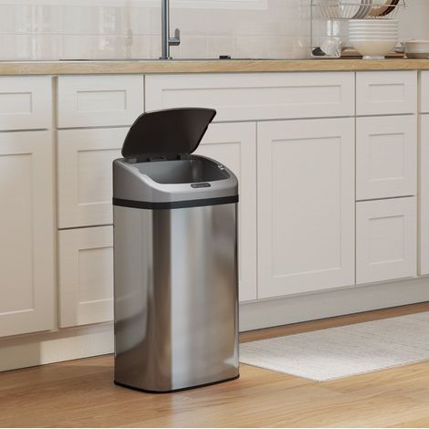Pattumiera sensor 48 L in acciaio inox, argento, per cucina o ufficio (1/5)