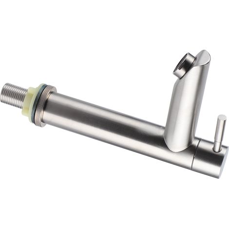 Robinet froid simple en brossé d'eau de lavabo accessoire de salle de bains plat sans Tube g1/2 Acier Inoxydable (1/5)