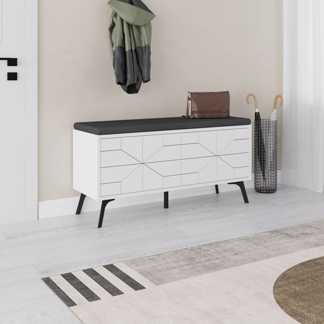 Decortie Dude Modern Shoe Bench Storage - White (1/3)