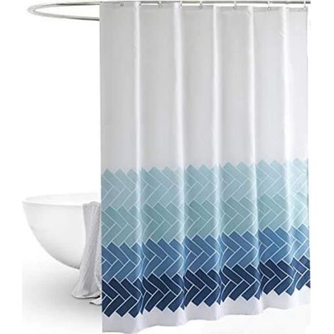 Rideau de Douche Chevron Géométrique Motif Rideau de Bain en Tissu Anti-Moisissure étanches Rideau de Baignoire avec Crochets (1/4)
