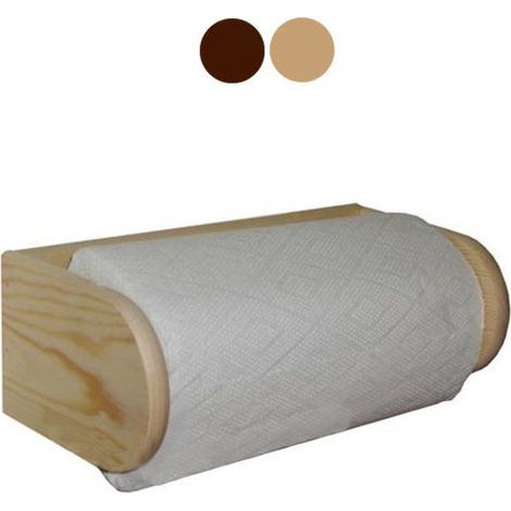 Porta rollo de madera para pared natural de 27x14 cm