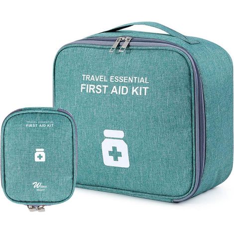 Trousse de premiers secours lot de 2 vert, grande capacité, double couche, imperméable