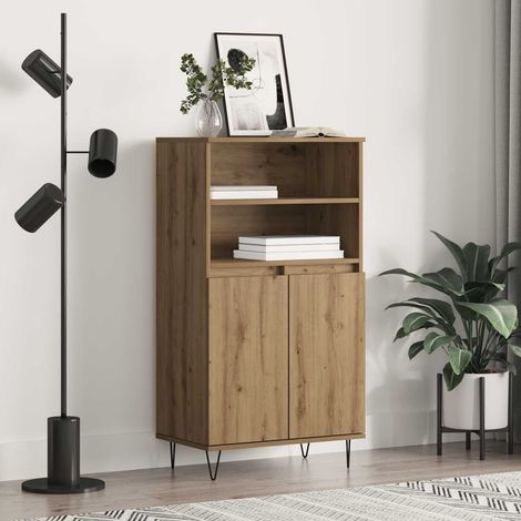 Buffet haut 2 portes 6 étagères marron en bois d’ingénierie 60 x 36 x 110 cm, 26.76kg - PANGIVO (1/5)