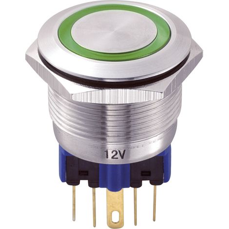 TRU COMPONENTS 701977 GQ22-11E/G/12V Vandalismusgeschützter Drucktaster 250 V/AC 5 A 1 x Ein/(Ein) t