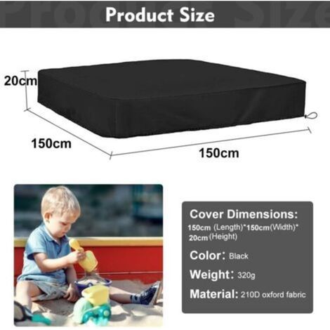 Housse De Protection Pour Bac à Sable 150x150x20 Cm – Imperméable, Avec Cordon De Serrage, Tissu Oxford Résistant UV Housse Bac à Sable 150x150