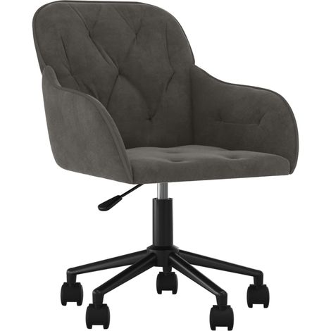 Sedia poltrona girevole computer ufficio studio velluto grigio scuro 020024133
