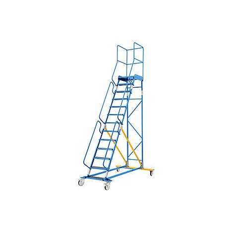 Escalera rodante con tarima pieza insertada en los peldaños