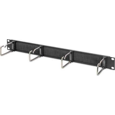 Panneau de rangement de câbles avec passage - 1UH - 4 étriers de guidage 40 x 75 mm - 19 pouces - Pour armoires réseau