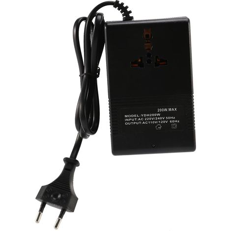 Convertisseur de tension 200 W, transformateur 220 V vers 110 V CA, prise européenne. (1/4)