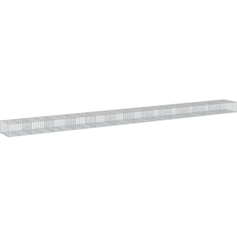 Gabbione recinto a gabbia muro di contenimento con coperchio 1200 x 100 x 50 cm ferro zincato argento 020040133