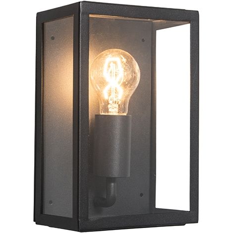 QAZQA + Appliques rotterdam - rustico - Vetro,Acciaio inossidabile - Nero - Allungato Max. 1 x Watt