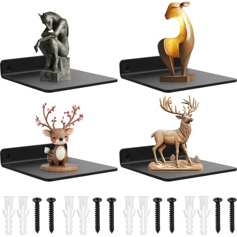 4 Pièces Petite Etagere Murale Noir, Étagère Murale, Etagere Sans Percage (1/5)