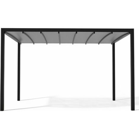 Gazebo pergola bioclimatica motorizzata da esterno in alluminio 3x3 mt con sistema retrattile integrato e illuminazione led -  Antracite (1/4)