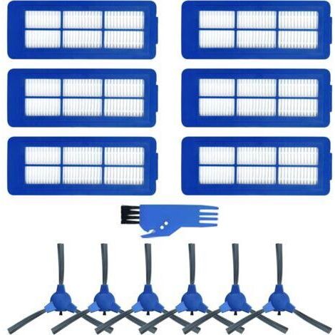 Zubehör-Set für Staubsaugerroboter, kompatibel mit Eufy Modellen, 6 Filter + 6 Seitenbürsten + 1 blaue Reinigungsbürste (1/5)