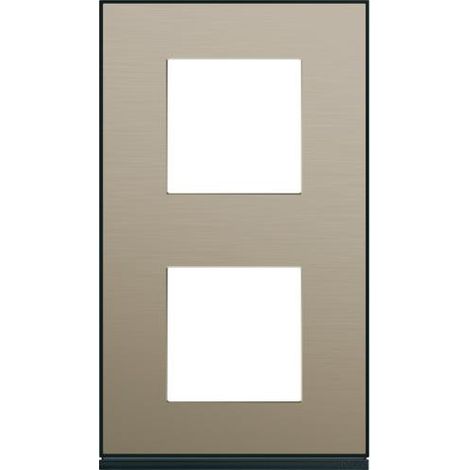 plaque - 2 postes - verticale - 71 mm - placage bronze - hager gallery wxp2242