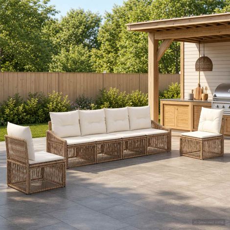 vidaXL Ensemble de canapé de jardin 6 pcs Beige polyrotin (1/5)