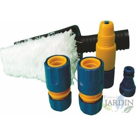 Kit de Limpieza con Cepillo y Conectores a Mangueras - Herramienta completa para mantener tu jardín