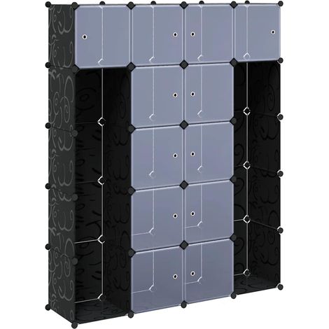 Maison Exclusive - Armadietto Modulare 14 Scomparti Nero e Bianco 37x146x180,5 cm (1/5)