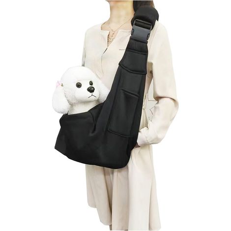 1 article - Sac de transport pour animaux - Sac pliable pour chats et chiens - Bretelles rembourrées - Poignets en maille respirante - Noir (1/5)