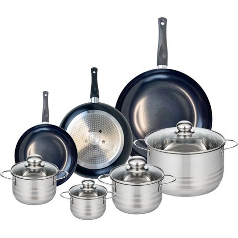 Ensemble de 3 Poêles de cuisson 20, 24 et 32 cm et 4 faitouts 12, 14, 16 et 24 cm Elo Prima Brillant (1/5)