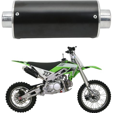 Tuyau d'échappement à sortie plate de 28 mm avec silencieux, tuyau d'échappement de grand diamètre pour moto tout-terrain adapté aux moteurs de 50 cm³, 110 cm³, 125 cm³ et 140 cm³. (1/5)