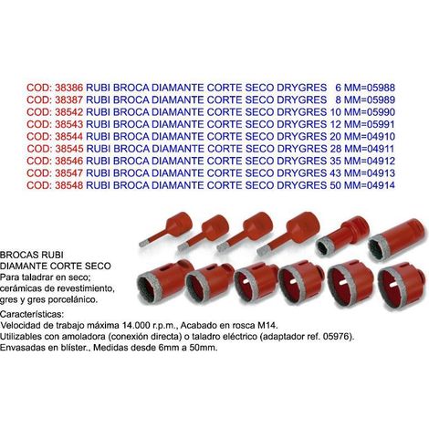 Broca para amoladora drygres ø8,00 mm
