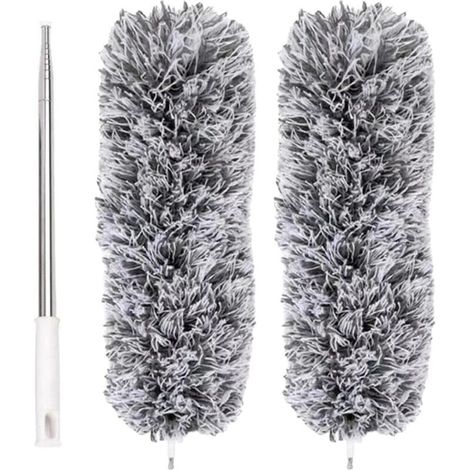 Plumeau Extensible en Microfibre avec Perche télescopique en Acier 110 po et tête Nettoyage Pliable Plumeau Plafond Lavable