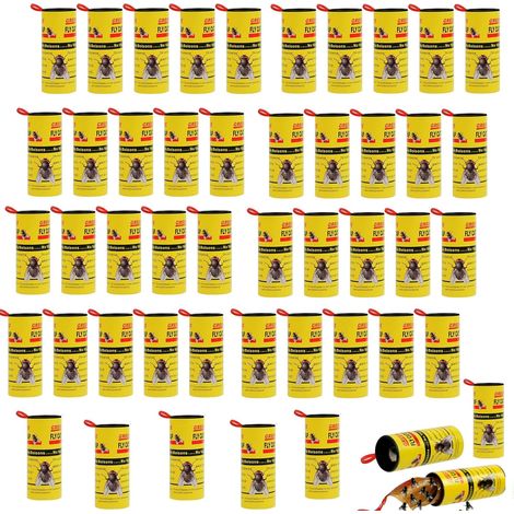 48 Pièges À Mouches, Papier Collant Jaune, Adhésif Puissant, Ruban Insectes, Intérieur Et Extérieur (1/5)