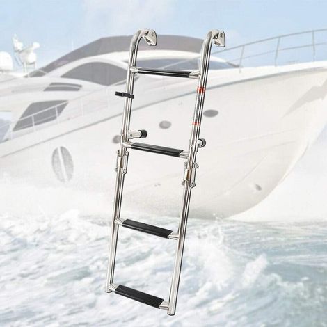 Échelle Pliante en Acier Inoxydable (4 marches), Ponton, échelle d'embarquement, Quatre marches, Pliable, Yacht, Bateau, Bateau, échelle télescopique, in-Bord, Plateforme de Bain (1/5)