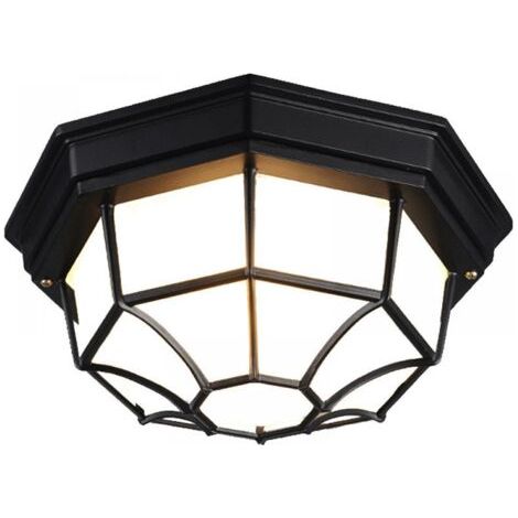 Plafonnier/applique murale LED 12 W d'extérieur avec détecteur de mouvement, finition métal/verre classique, noir, éclairage extérieur (1/5)