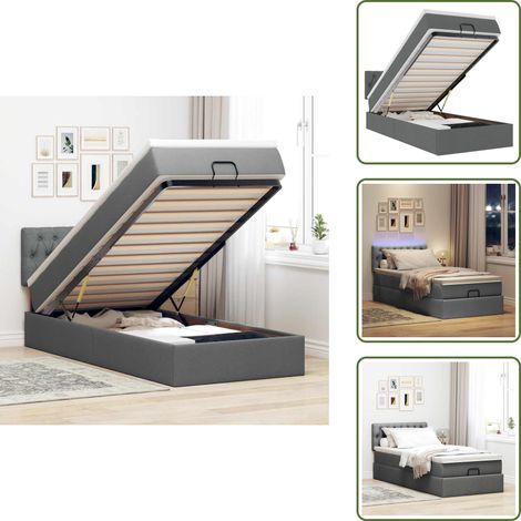 Coprimaterasso lavabile - vidaXL Struttura Letto Pouf con Materasso 90x190 cm in Tessuto - Luci a LED