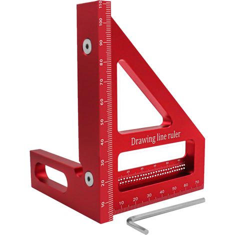 Irovami Équerre de mesure triangulaire 45/90 degrés, rapporteur, outil de mesure en alliage d'aluminium pour menuisier et ingénieur (1/5)