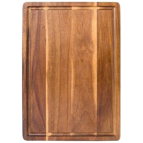 Planche à découper avec rainures à jus - Planche à découper en bois massif - Planche à découper épaisse - Bois naturel (1/5)
