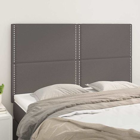 vidaXL Cabecero de cama gris 144x5x118/128 cm piel sintética (1/5)