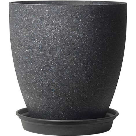 Grand Pot de Fleur en Plastique Imitation Pierre, Diamètre Supérieur 33cm, Base 17,5cm, Hauteur 31cm, Pot de Plantation Décoratif pour Intérieur et Extérieur (1/2)