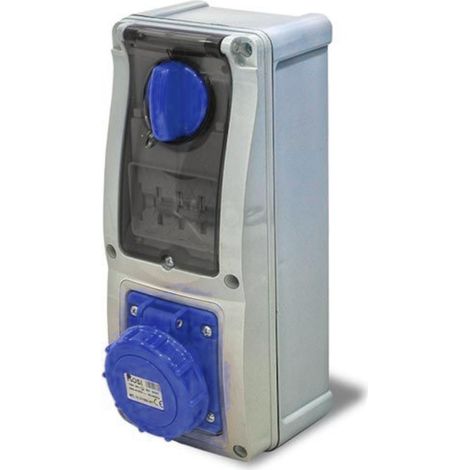 Presa interbloccata verticale con sezionatore, con fondo, con magnetotermico, 230V, 3 poli, 32A, IP67 - Rosi 16.3232B6MT (1/2)